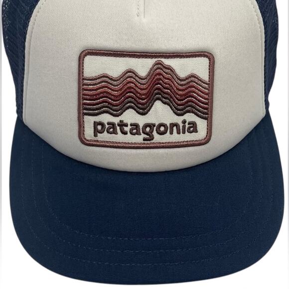 Patagonia Navy W Cream Logo WorkWear Truckers Ball Cap NWOT OS - Picture 1 of 7
